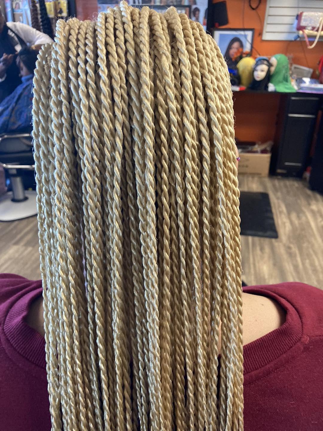 Long blonde Senegalese twists